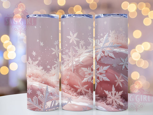 3D Pink Snowflake Christmas Tumbler, Festive Holiday Sublimation Design, Pink Snowflake Christmas Art, 20oz Winter Tumbler, Whimsical Holiday Mug, Elegant Pink Cup, Sparkly Snowflake Wrap Sublimation SvggirlplusArt 