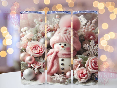 3D Pink Snowman Christmas Tumbler, Pink Christmas Wrap, Snowman Holiday Sublimation, 20oz Pink Tumbler, Festive Snowman Art, Cute Christmas Mug, Winter Wonderland Cup Sublimation SvggirlplusArt 