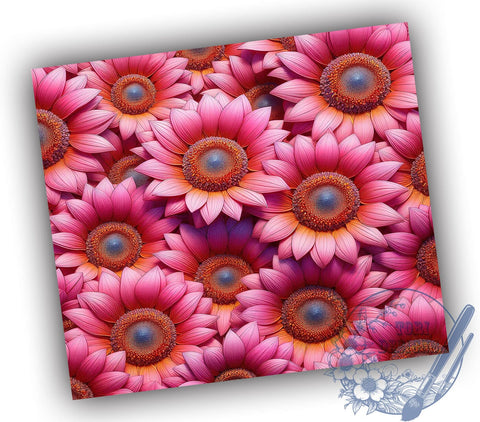 3D Pink Sunflower Tumbler Wrap, Pink Sunflowers, 3D Seamless Pattern, Tumbler Wrap, Sublimation Design, Floral Decor, Summer Vibes, Flower Lover Gift Sublimation ToriDesigns 