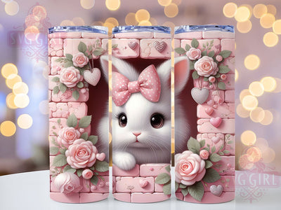 3D Pink Wall Easter Bunny Tumbler, 3D Wall Bunny Tumbler, Cute Bunny Wrap, Whimsical Easter Wrap, Spring Bunny Wrap, Sublimation Design, Trendy Gift Idea Sublimation SvggirlplusArt 