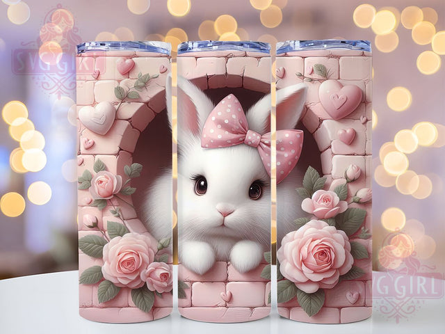 3D Pink Wall Easter Bunny Tumbler, 3D Wall Bunny Tumbler, Cute Bunny Wrap, Whimsical Easter Wrap, Spring Bunny Wrap, Sublimation Design, Trendy Gift Idea Sublimation SvggirlplusArt 
