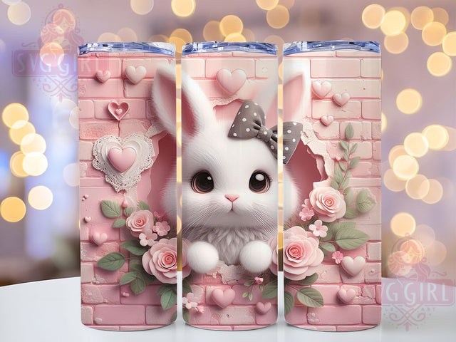 3D Pink Wall Easter Bunny Tumbler, 3D Wall Bunny Tumbler, Cute Bunny Wrap, Whimsical Easter Wrap, Spring Bunny Wrap, Sublimation Design, Trendy Gift Idea Sublimation SvggirlplusArt 