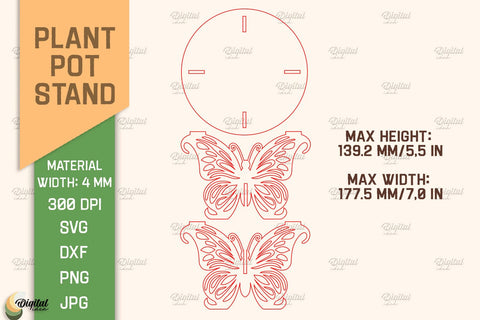 3D Plant Stand Laser Cut Bundle. Flower Pot Holder SVG SVG Evgenyia Guschina 
