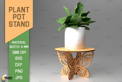 3D Plant Stand Laser Cut. Flower Pot Holder. Butterfly SVG SVG Evgenyia Guschina 