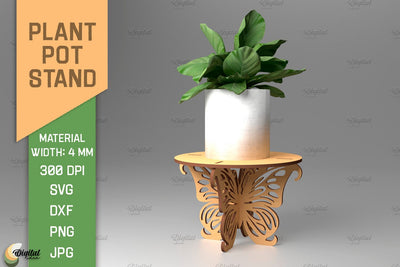3D Plant Stand Laser Cut. Flower Pot Holder. Butterfly SVG SVG Evgenyia Guschina 