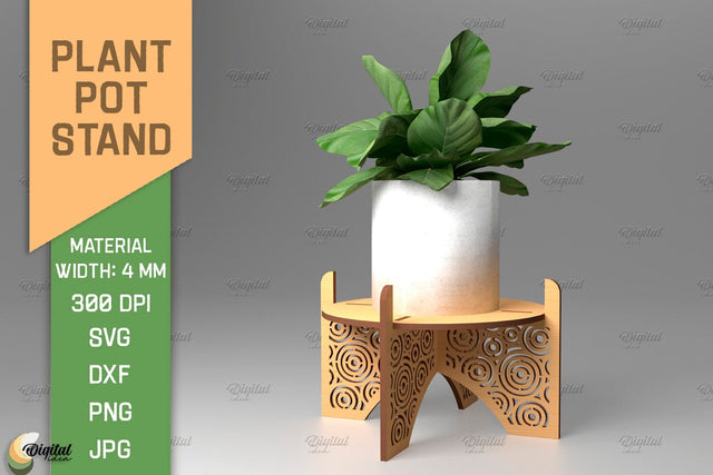 3D Plant Stand Laser Cut. Flower Pot Holder SVG SVG Evgenyia Guschina 