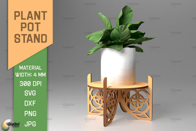 3D Plant Stand Laser Cut. Flower Pot Holder SVG SVG Evgenyia Guschina 