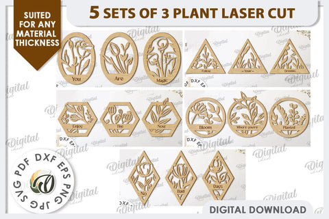 3D Plants Wall Decor Laser Cut Bundle. Home Decor SVG SVG Evgenyia Guschina 