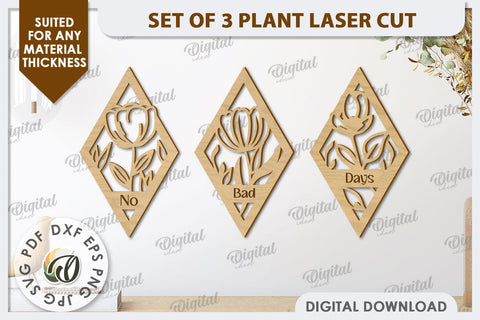 3D Plants Wall Decor Laser Cut Bundle. Home Decor SVG SVG Evgenyia Guschina 