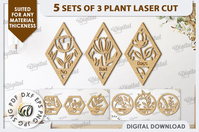 3D Plants Wall Decor Laser Cut Bundle. Home Decor SVG SVG Evgenyia Guschina 