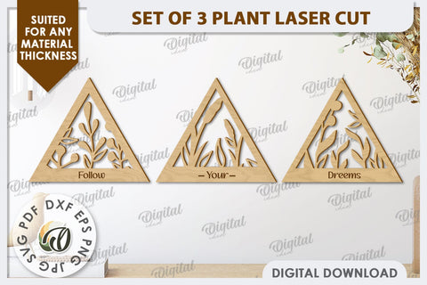 3D Plants Wall Decor Laser Cut Design. Home Decor SVG SVG Evgenyia Guschina 