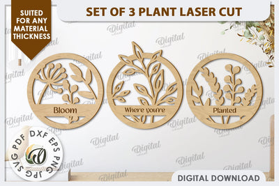 3D Plants Wall Decor Laser Cut Design. Home Decor SVG SVG Evgenyia Guschina 