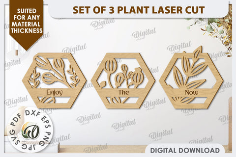 3D Plants Wall Decor Laser Cut Design. Home Decor SVG SVG Evgenyia Guschina 