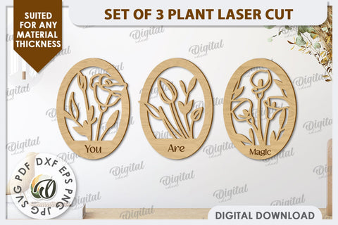 3D Plants Wall Decor Laser Cut Design. Home Decor SVG SVG Evgenyia Guschina 