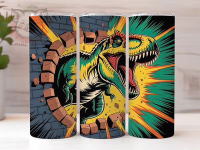 3D Playful T‑Rex Tumbler, T-Rex Kids Tumbler, Dino 20oz Wrap, Sublimation Design, Fun Dino Gift, Playful T-Rex Wrap, Whimsical Dinosaur Tumbler Sublimation Lara' s Designs 