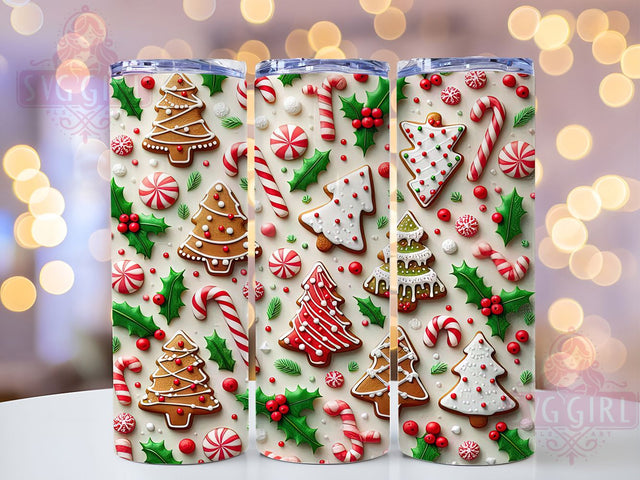 3D Puff Cake Christmas Tumbler, Puff Cake Wrap, Holiday Sublimation Design, Seamless Christmas Cup, 20Oz Skinny Tumbler Wrap, Festive Cake Mug, 3D Holiday Design Sublimation SvggirlplusArt 
