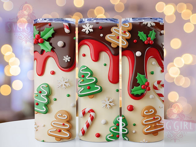 3D Puff Cake Christmas Tumbler, Puff Cake Wrap, Holiday Sublimation Design, Seamless Christmas Cup, 20Oz Skinny Tumbler Wrap, Festive Cake Mug, 3D Holiday Design Sublimation SvggirlplusArt 