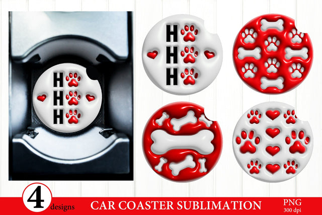 3D Puff Dog Car Coaster PNG. 3D Inflated Puff Sublimation Sublimation Olga Terlyanskaya 