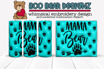 3D Puff Mother's Day Sublimation Tumbler Sublimation Boo Bear Designz 