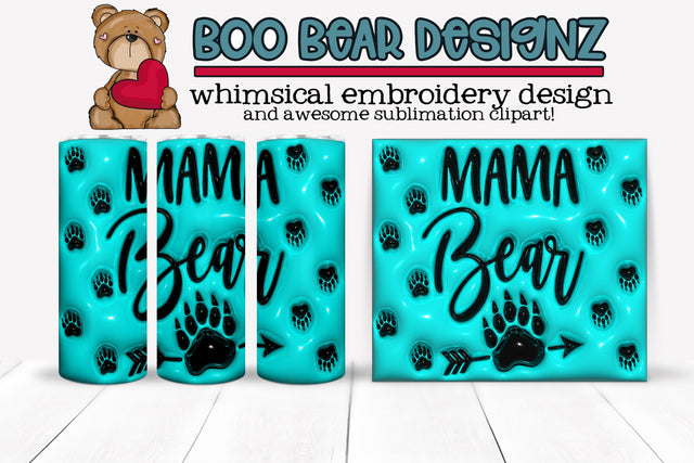 3D Puff Mother's Day Sublimation Tumbler Sublimation Boo Bear Designz 