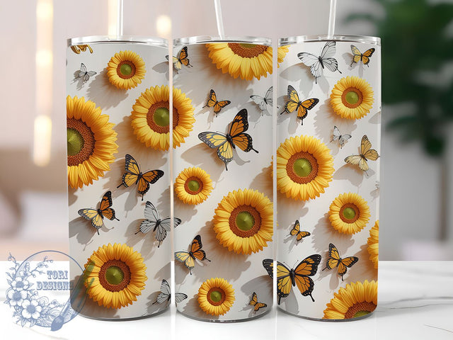 3D Puff Sunflower 20oz Tumbler, Inflated Design, Puff Style, Sunflower Theme, 20oz Sublimation, PNG Design, Gift Idea Sublimation ToriDesigns 