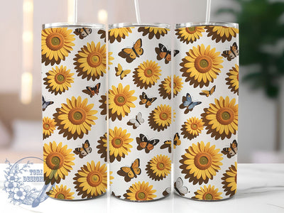 3D Puff Sunflower 20oz Tumbler, Inflated Design, Puff Style, Sunflower Theme, 20oz Sublimation, PNG Design, Gift Idea Sublimation ToriDesigns 