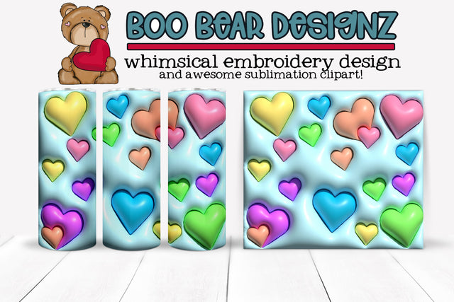 3D Puff Valentines Day Sublimation tumbler Wrap Sublimation Boo Bear Designz 