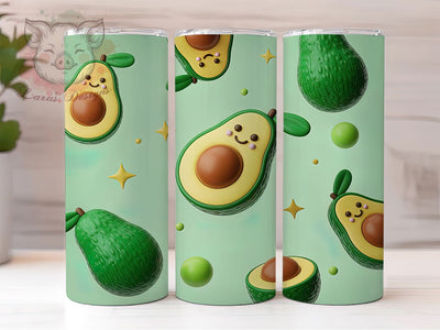3D Puffy Avocado Tumbler, 3D Puffy Style, Food Theme, Cute Design, Vibrant Colors, 20Oz Tumbler, Sublimation Wrap Sublimation Lara' s Designs 
