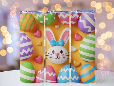 3D Puffy Bunny Egg Tumbler, Easter Egg Tumbler, Puffy Bunny Wrap, Stylish 20oz Wrap, Sublimation Design, Trendy Gift Idea, Inspirational Easter Tumbler Sublimation SvggirlplusArt 