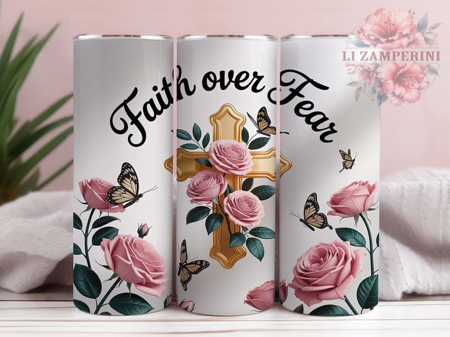 3D Puffy Christian Cross Tumbler, Puffy Faith Wrap, Faith Over Fear, Sublimation Cup, 20oz Skinny Tumbler, Religious Drinkware, Spiritual Pattern Sublimation Li Zamperini 