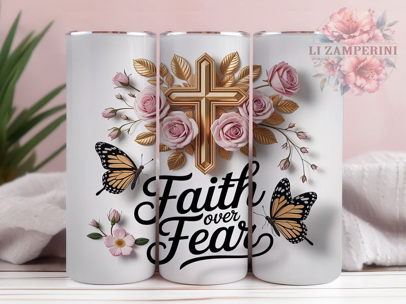 3D Puffy Christian Cross Tumbler, Puffy Faith Wrap, Faith Over Fear, Sublimation Cup, 20oz Skinny Tumbler, Religious Drinkware, Spiritual Pattern Sublimation Li Zamperini 