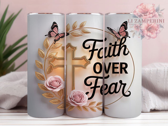 3D Puffy Christian Cross Tumbler, Puffy Faith Wrap, Faith Over Fear, Sublimation Cup, 20oz Skinny Tumbler, Religious Drinkware, Spiritual Pattern Sublimation Li Zamperini 