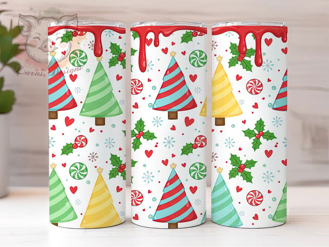 3D Puffy Christmas Tree Cake Tumbler, Puffy Snack Wrap, 3D Holiday Sublimation Design, Inflated Cake Cup, 20Oz Skinny Tumbler Wrap, Festive Treat Mug, Cute Xmas Dessert Design Sublimation Lara' s Designs 