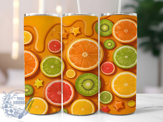 3D Puffy & Colorful Fruit Tumbler Wrap, Inflated Fruit Design, Puffy Fruit Tumbler, Colorful Fruit Wrap, 20oz Sublimation Design, Summer Fruit Tumbler, Cute Fruit Tumbler Wrap Sublimation ToriDesigns 