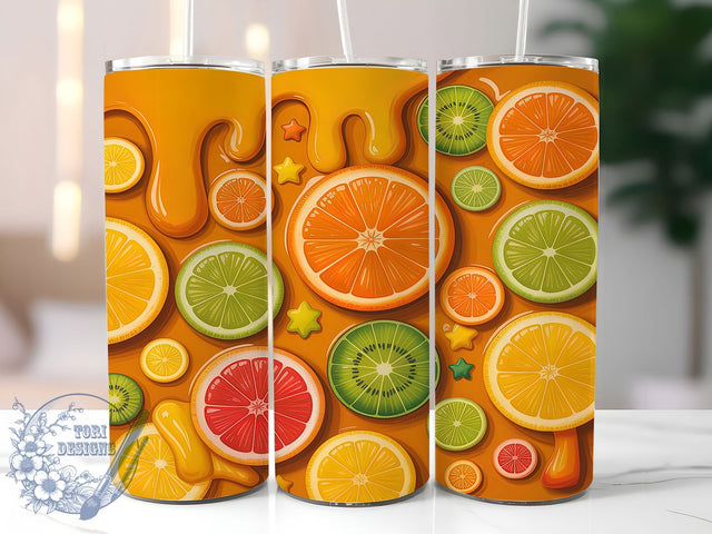3D Puffy & Colorful Fruit Tumbler Wrap, Inflated Fruit Design, Puffy Fruit Tumbler, Colorful Fruit Wrap, 20oz Sublimation Design, Summer Fruit Tumbler, Cute Fruit Tumbler Wrap Sublimation ToriDesigns 