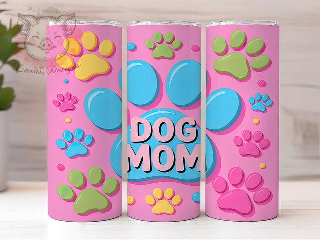3D Puffy Dog Mom Paw Tumbler, Puffy Paw Design, 3D Inflated Tumbler Art, 20Oz Sublimation Wrap, Dog Mom Paw Print, Puffy Texture Pattern, Tumbler Sublimation Sublimation Lara' s Designs 