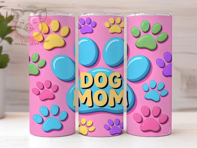 3D Puffy Dog Mom Paw Tumbler, Puffy Paw Design, 3D Inflated Tumbler Art, 20Oz Sublimation Wrap, Dog Mom Paw Print, Puffy Texture Pattern, Tumbler Sublimation Sublimation Lara' s Designs 