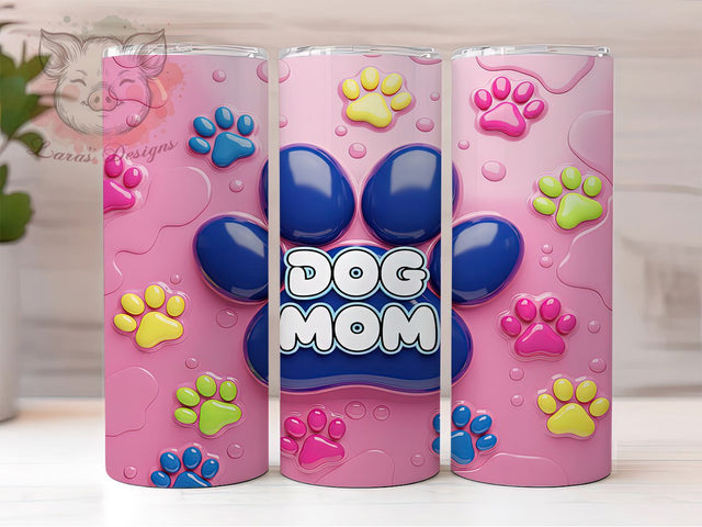 3D Puffy Dog Mom Paw Tumbler, Puffy Paw Design, 3D Inflated Tumbler Art, 20Oz Sublimation Wrap, Dog Mom Paw Print, Puffy Texture Pattern, Tumbler Sublimation Sublimation Lara' s Designs 