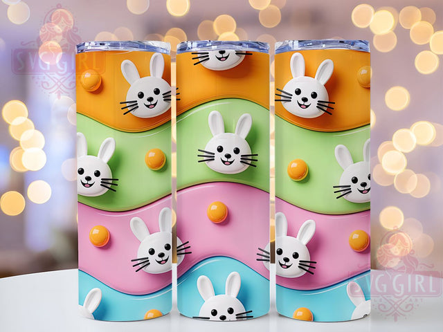 3D Puffy Easter Bunny Tumbler, Inflated Puffy Tumbler, Stylish 20oz Wrap, Sublimation Design, Trendy Gift Idea, Puffy Bunny Wrap, Easter Bunny Tumbler Sublimation SvggirlplusArt 