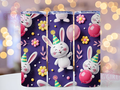 3D Puffy Floral Bunny Tumbler, Cute Inflated Tumbler, Stylish 20oz Wrap, Sublimation Design, Trendy Gift Idea, Puffy Bunny Wrap, Floral Bunny Tumbler Sublimation SvggirlplusArt 