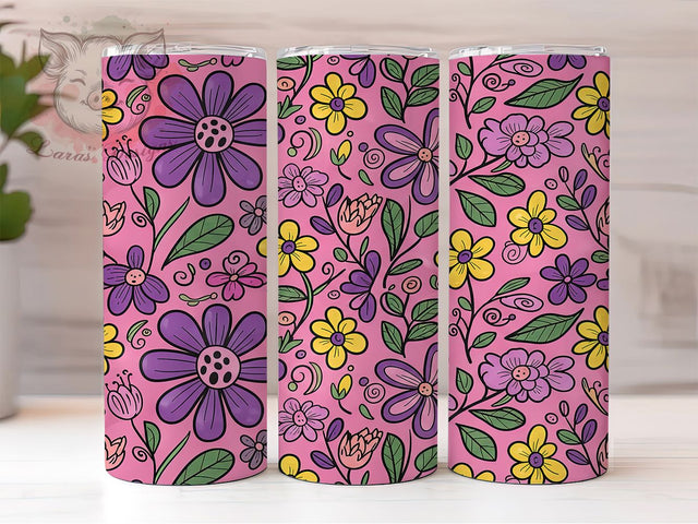 3D Puffy Floral Tumbler, 3D Floral Wrap, Sublimation Tumbler, 20oz Skinny Cup, Bloom Pattern, Craft Lover Gift, Seamless Design Sublimation Lara' s Designs 