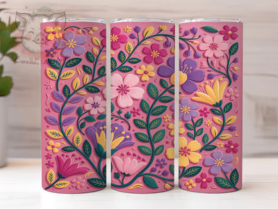3D Puffy Floral Tumbler, 3D Floral Wrap, Sublimation Tumbler, 20oz Skinny Cup, Bloom Pattern, Craft Lover Gift, Seamless Design Sublimation Lara' s Designs 