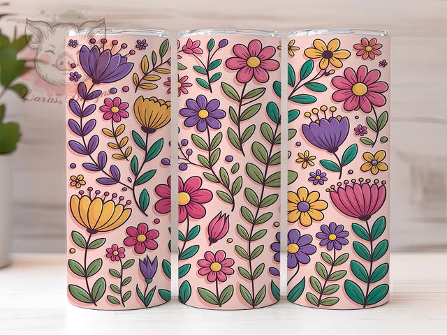 3D Puffy Floral Tumbler, 3D Floral Wrap, Sublimation Tumbler, 20oz Skinny Cup, Bloom Pattern, Craft Lover Gift, Seamless Design Sublimation Lara' s Designs 