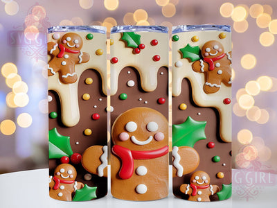 3D Puffy Gingerbread Christmas Tumbler, Puffy Christmas Wrap, Cute Holiday Mug Design, Sublimation Wrap, Festive Drinkware, Sweet Winter Gift, Sparkly Christmas Cup Sublimation SvggirlplusArt 