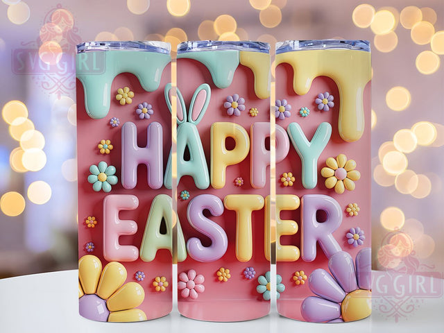 3D Puffy Happy Easter Bunny Tumbler, Inflated Bunny Tumbler, Happy Easter Wrap, Stylish 20oz Wrap, Sublimation Design, Trendy Gift Idea, Inspirational Easter Tumbler Sublimation SvggirlplusArt 