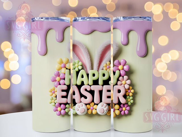 3D Puffy Happy Easter Bunny Tumbler, Inflated Bunny Tumbler, Happy Easter Wrap, Stylish 20oz Wrap, Sublimation Design, Trendy Gift Idea, Inspirational Easter Tumbler Sublimation SvggirlplusArt 
