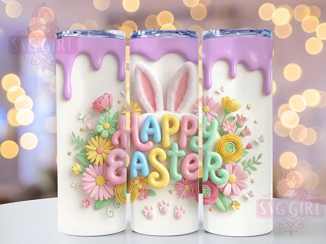 3D Puffy Happy Easter Bunny Tumbler, Inflated Bunny Tumbler, Happy Easter Wrap, Stylish 20oz Wrap, Sublimation Design, Trendy Gift Idea, Inspirational Easter Tumbler Sublimation SvggirlplusArt 