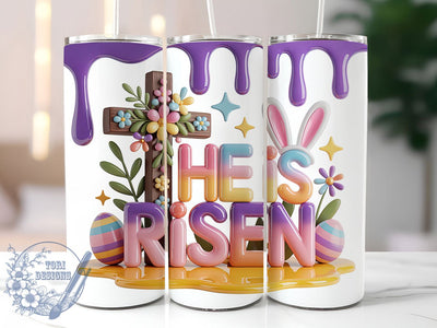 3D Puffy He Is Risen Tumbler, 3D Puffy Tumbler, Inflated Faith Wrap, He is Risen Wrap, Stylish 20oz Wrap, Sublimation Design, Inspirational Christian Tumbler Sublimation ToriDesigns 