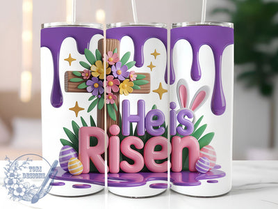 3D Puffy He Is Risen Tumbler, 3D Puffy Tumbler, Inflated Faith Wrap, He is Risen Wrap, Stylish 20oz Wrap, Sublimation Design, Inspirational Christian Tumbler Sublimation ToriDesigns 