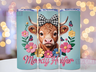 3D Puffy Highland Cow Tumbler, Puffy Moody Heifer Wrap, Cute Farm Mug Design, Sublimation Wrap, Rustic Drinkware, Country Gift Idea, Sparkly Cow Cup Sublimation SvggirlplusArt 